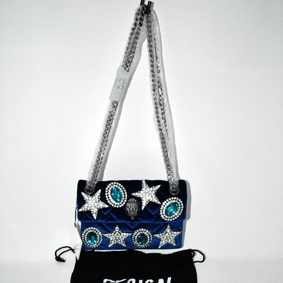 Kurt Geiger Handbags - Kurt Geiger London Velvet MINI Kensington Novelty Crossbody Bag in Blue #5018780